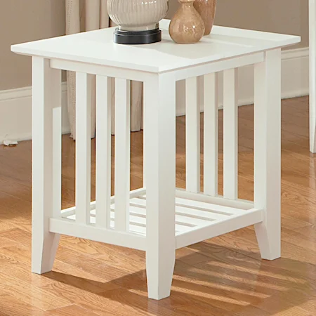 Square End Table with Slat Shelf